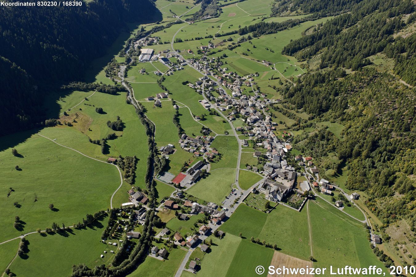 Val Müstair, Blick SW-wärts Richtung Santa Maria (Position: 2'830'417.30, 1'168'891.28)